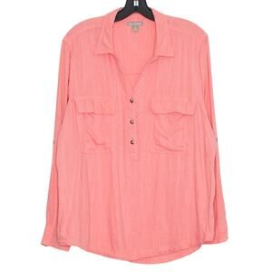 Falls Creek Top Popover Cottage Y2K Preppy Coastal Minimalist Casual Salmon 1X